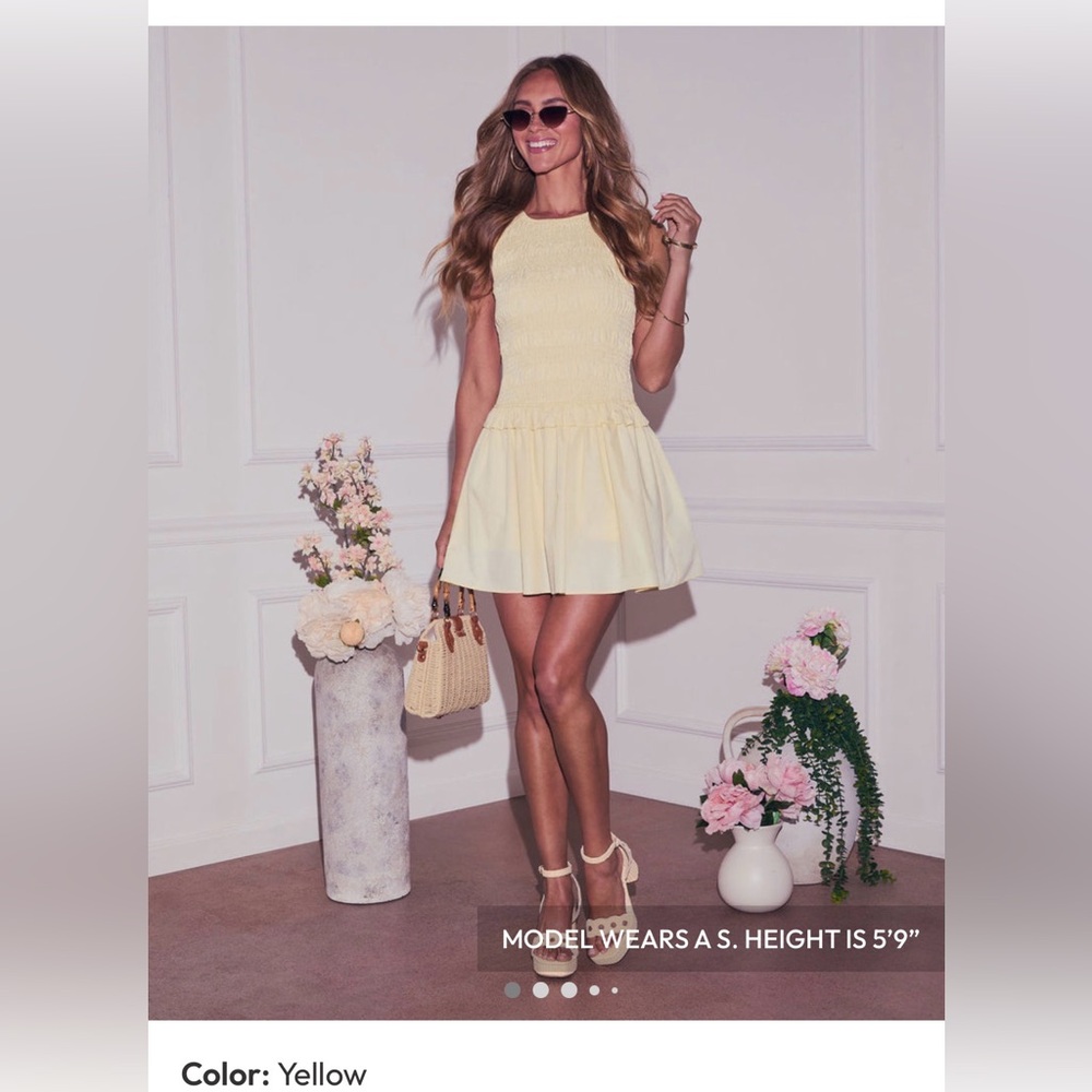 Smocked butter yellow dress VICI